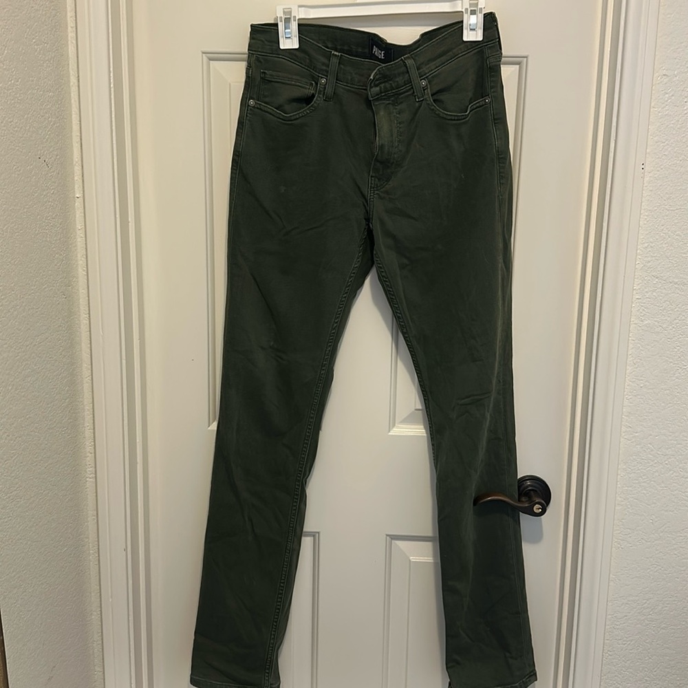 Men’s green PAIGE jeans, size 31, Lennox